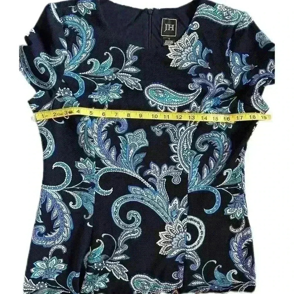 NWT JH Paisley Stretchy Mini Dress Blue Size L - Picture 8 of 8